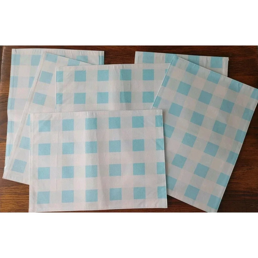 GINGHAM CHECK (6) Living Quarters Gingham Placemats Set Of 6 NWT
